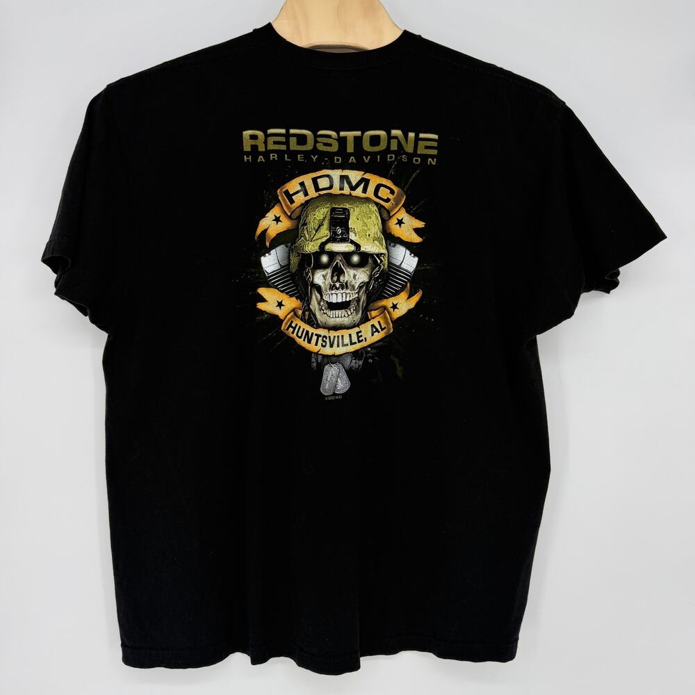 Harley Davidson Redstone Huntsville, AL. Skull Black T-Shirt Size XXXL Men's